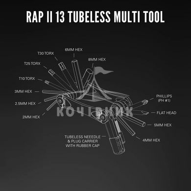Мультитул LEZYNE RAP II 13 Tubeless Чорний Y14